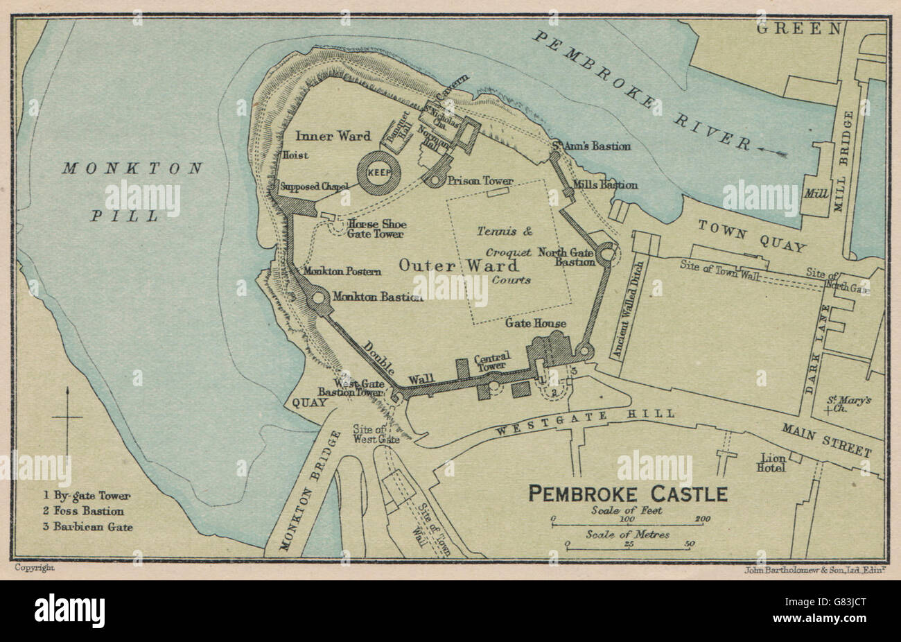 PEMBROKE CASTLE. Vintage map plan. Wales, 1922 Stock Photo Alamy