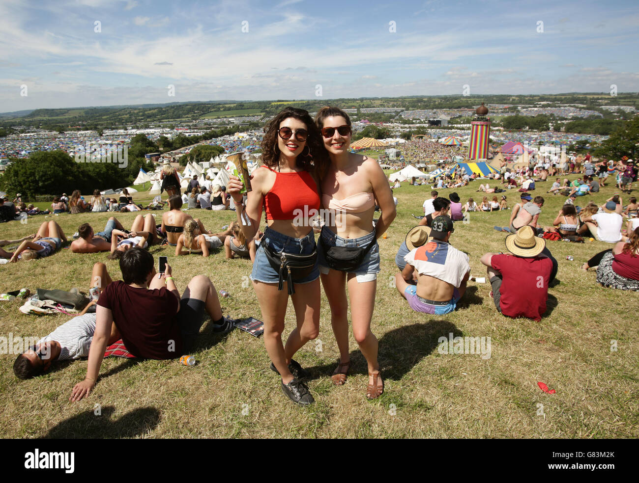 Hot weather glastonbury festival hires stock photography and images