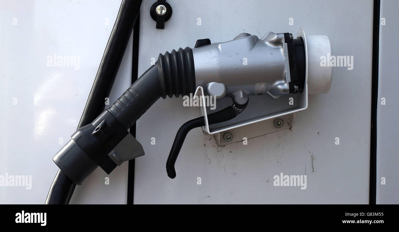 Electric Car stock. Generic photo of an electric car charging point at Chester Services Stock