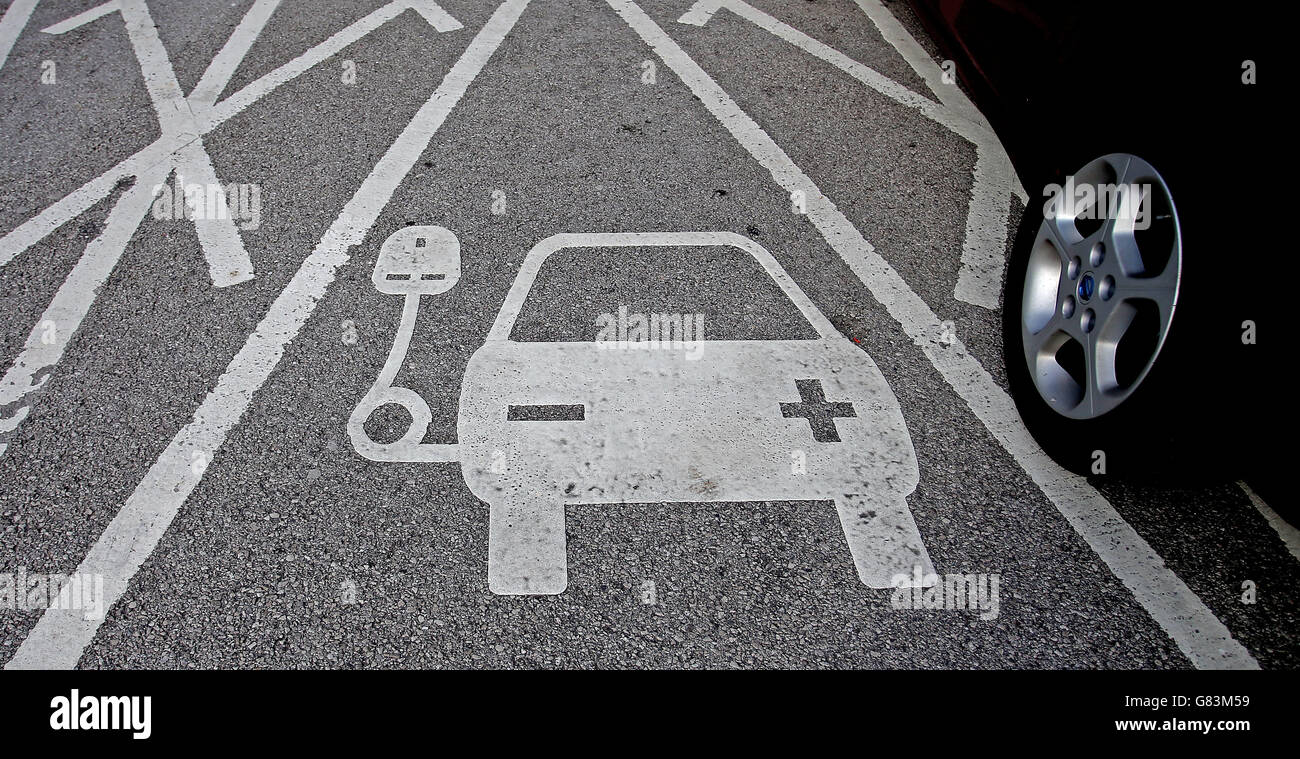 Generic photo of an electric car charging point at Chester Services Stock Photo Alamy