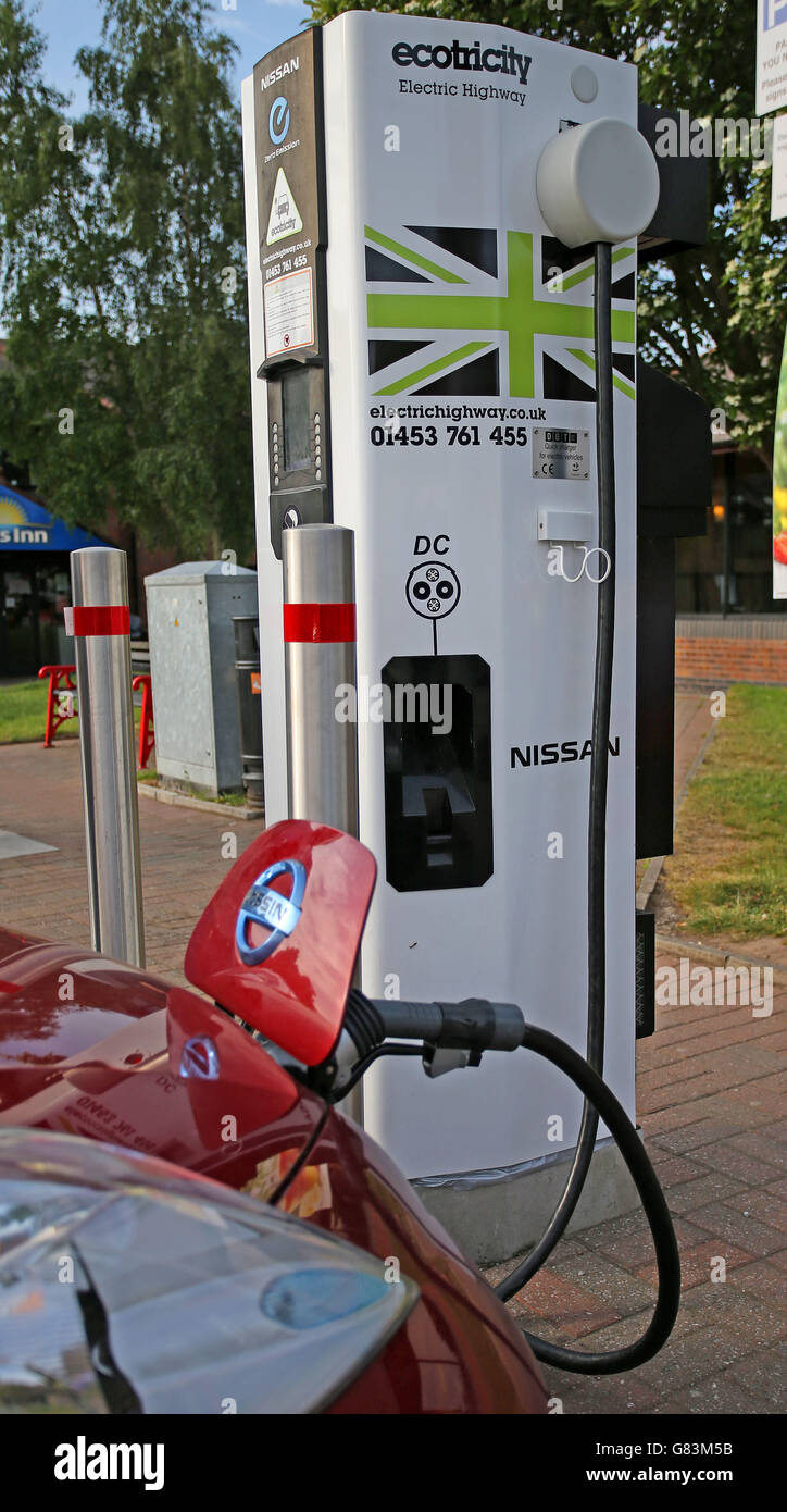 Generic photo of an electric car charging point at Chester Services Stock Photo Alamy