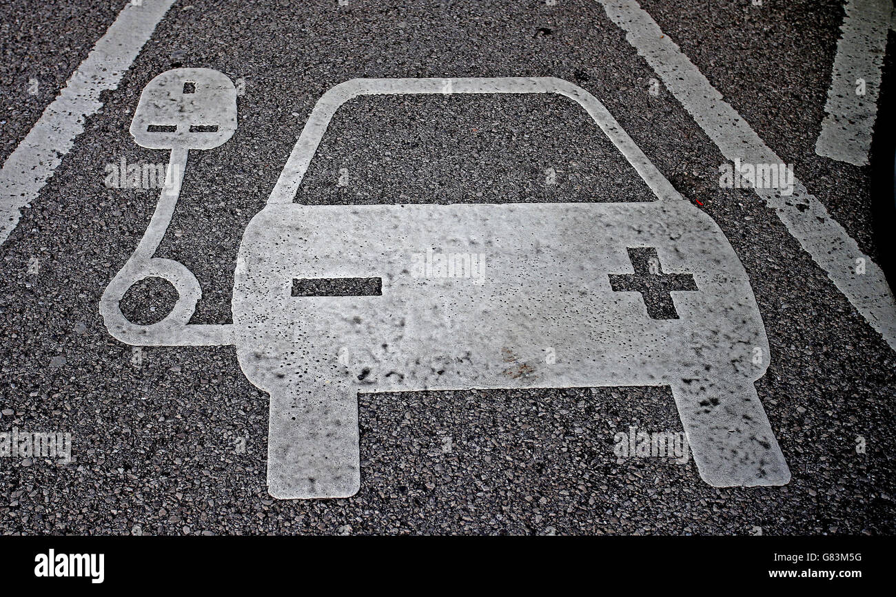 Generic photo of an electric car charging point at Chester Services Stock Photo Alamy