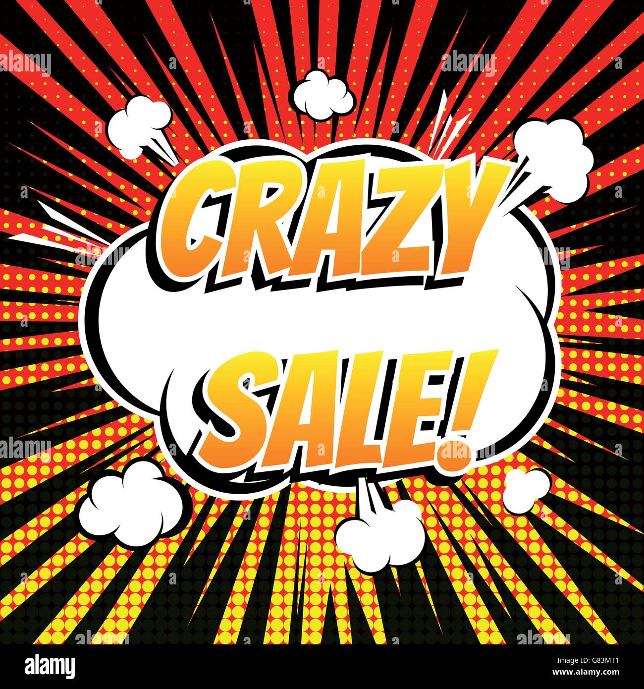 Crazy sale comic book bubble text retro style Stock Vector Image & Art ...