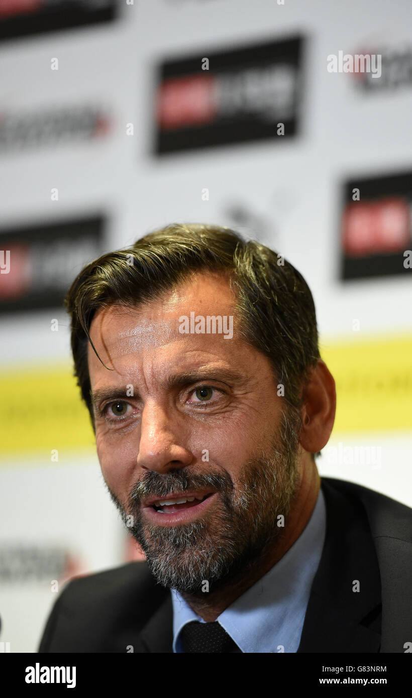 Watford's new head coach Quique Sanchez Flores during a press conference at Vicarage Road, Watford. Stock Photo