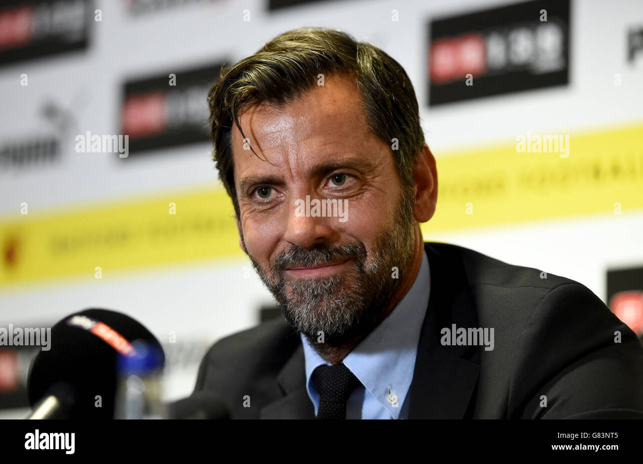 Watford's new head coach Quique Sanchez Flores during a press conference at Vicarage Road, Watford. Stock Photo