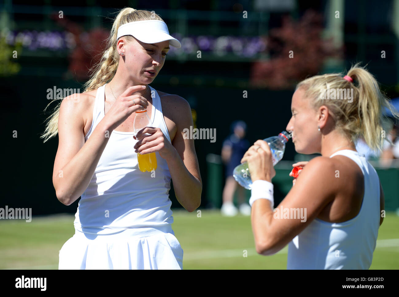 Naomi Broady (left) and Emily Webley Smith in action during the women's