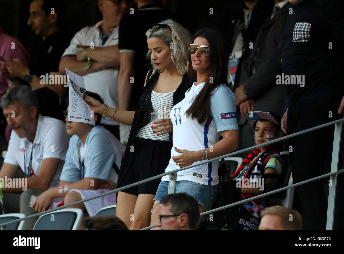 Elen Rivas (left) and Rebekah Vardy, wife of England's Jamie Vardy in ...
