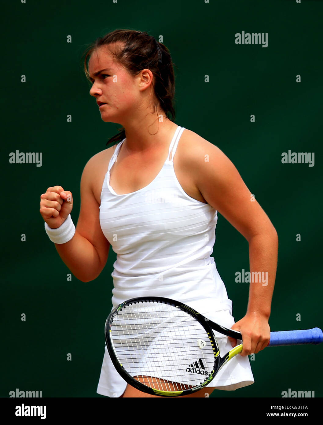 Anna Brogan competes in the girls singles during day Seven of the Wimbledon Championships at the All England Lawn Tennis and Croquet Club, Wimbledon Stock Photo