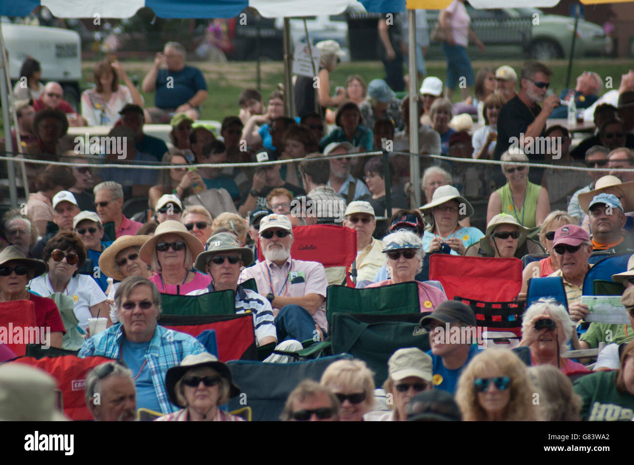 Audience enjoying music at the 2015 American Folk Festival, Bangor, ME Stock Photo