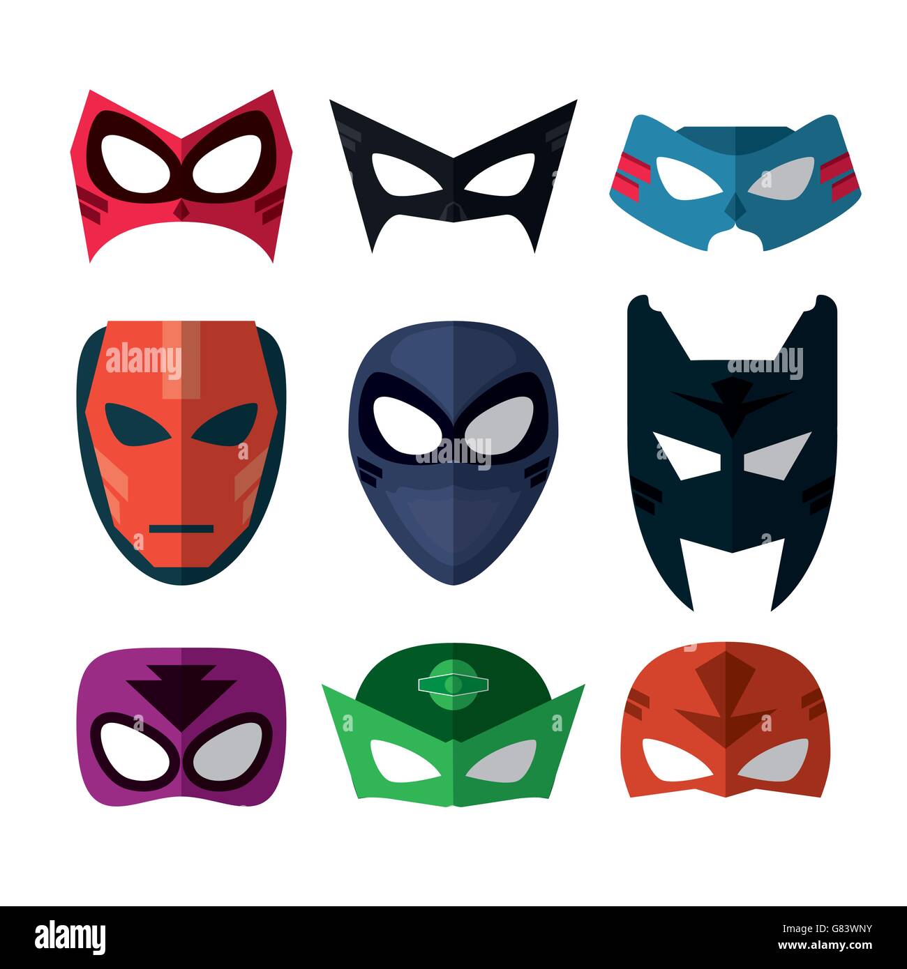 mandat pust Tal til Icon set of Superhero mask. Cartoon design. vector graphic Stock Vector  Image & Art - Alamy
