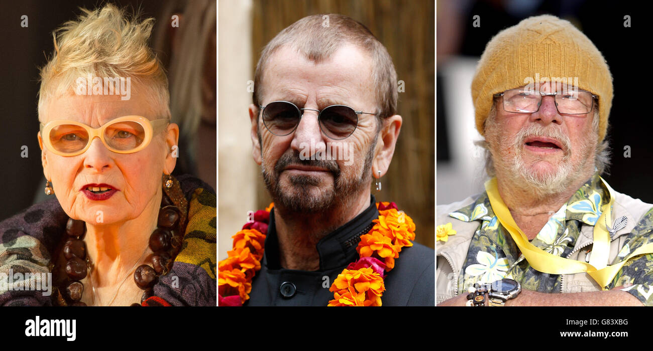 File photos from left to right of Dame Vivienne Westwood, Ringo Starr and Bill Oddie. Issue date: Monday June 22, 2015. See PA story QUOTE Quotes. Photo credit should read: PA Wire Stock Photo