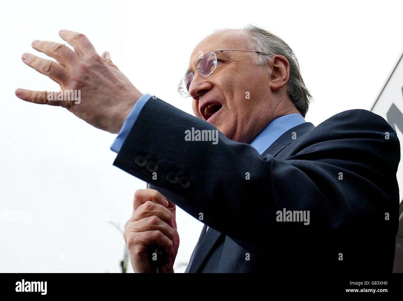 Conservative leader Michael Howard on the stump campaigning outside the Reebok Stadium. Stock Photo