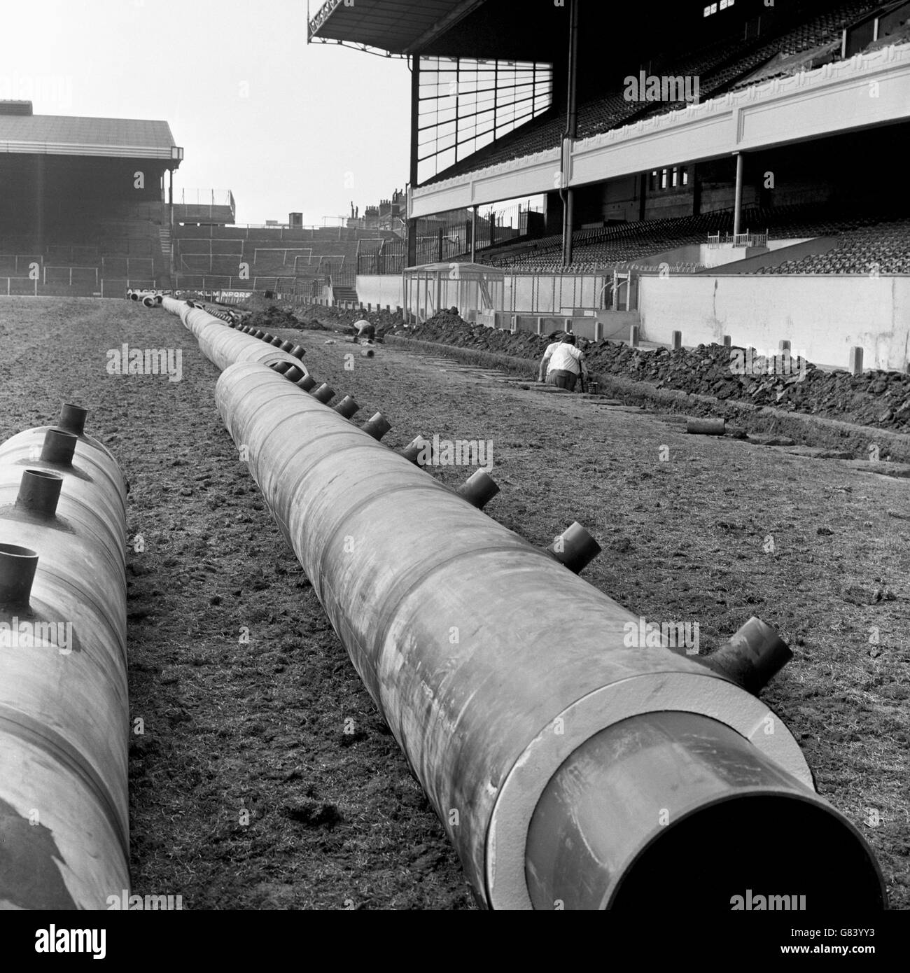 Soccer Installation of Undersoil Heating at Highbury Stock Photo Alamy
