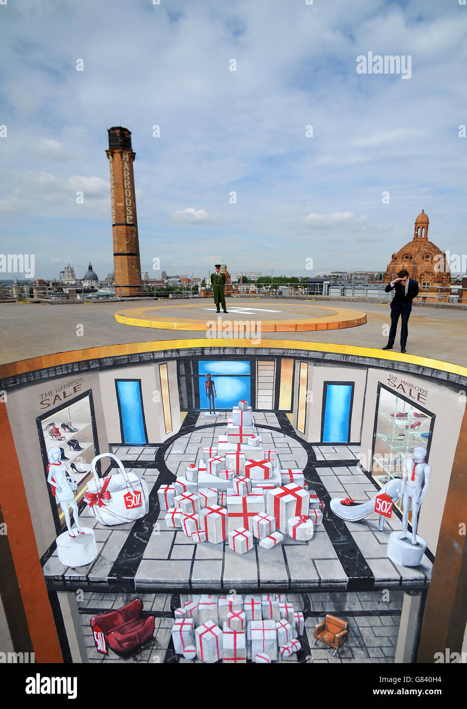 Harrods unveil an opticalillusion by street artist Joe Hill, which
