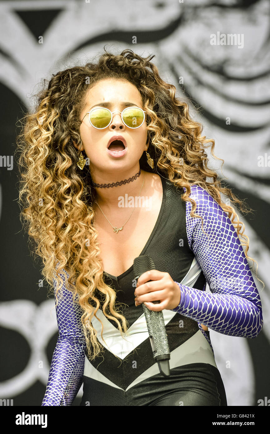 Ella Eyre performs on the Other stage at the Glastonbury Festival, at Worthy Farm in Somerset. Stock Photo