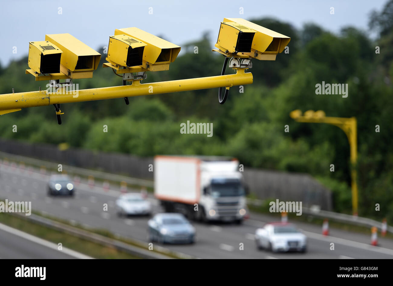 General view of three SPECS Average Speed cameras in position on the M3