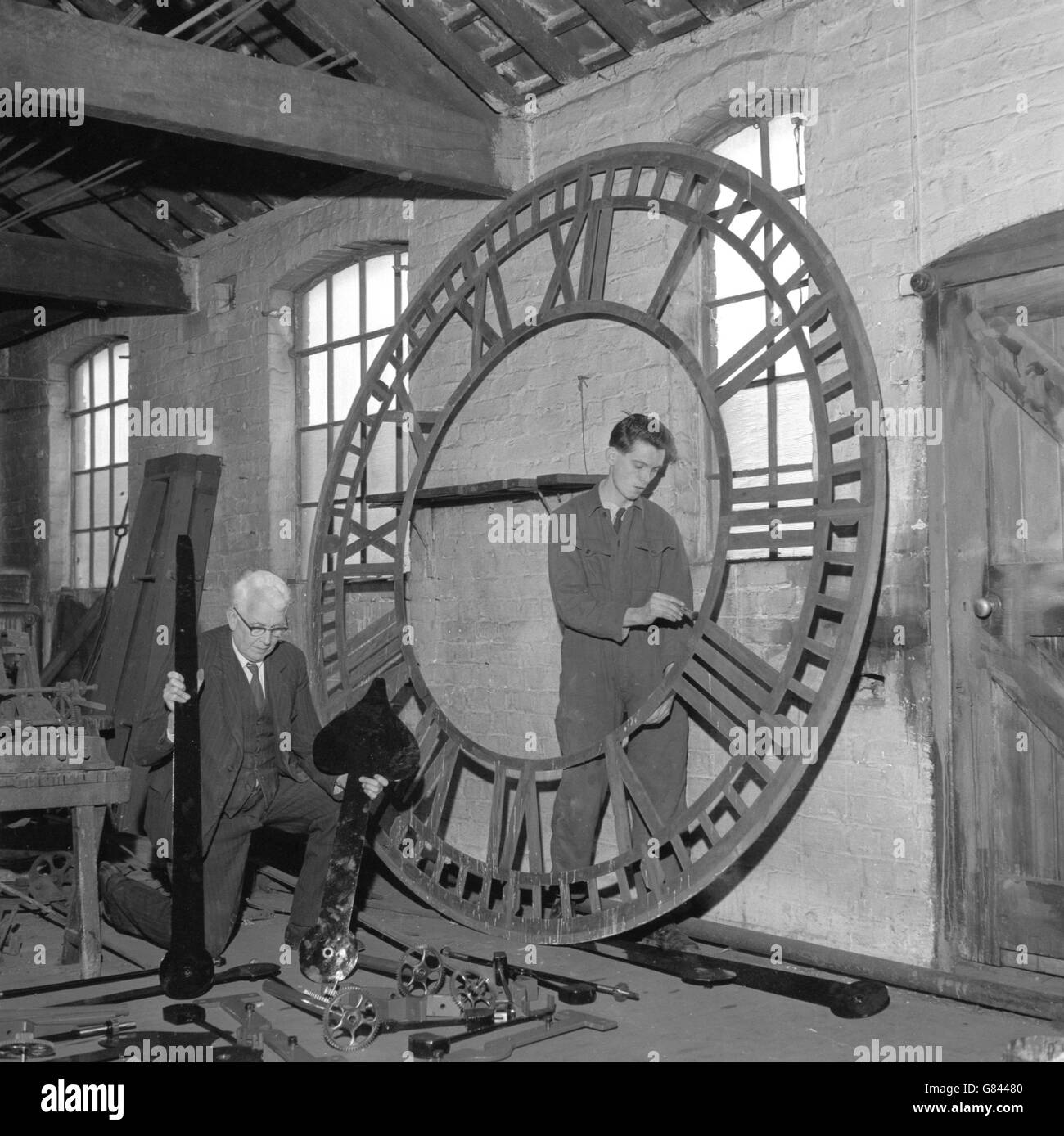 News - Damaged Clock - JB Joyce and Company - Whitchurch Stock Photo