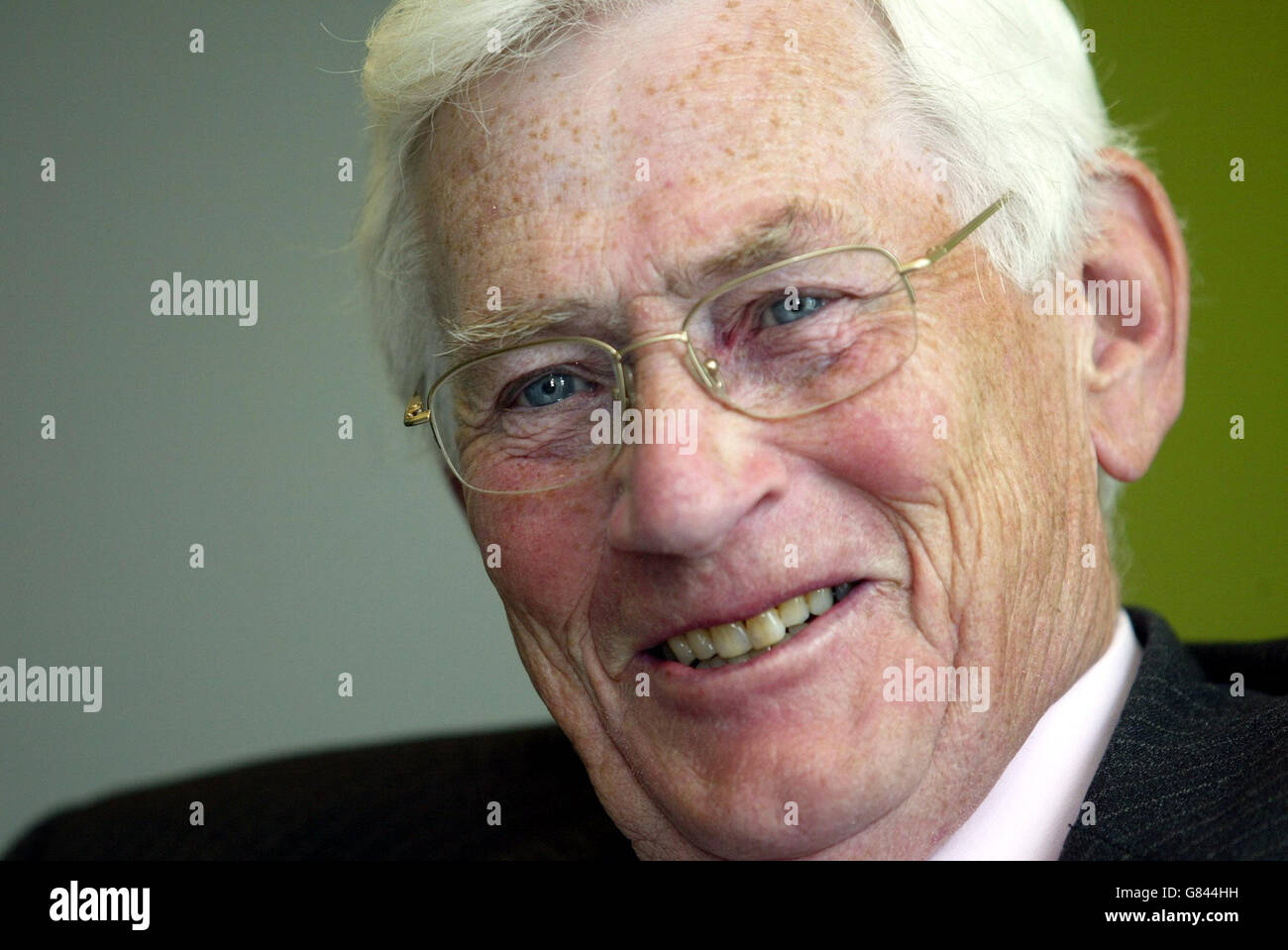 Former Stormont Deputy First Minister Seamus Mallon speaks during a press conference at party headquarters. He claimed that Northern Ireland faces a Balkan-style polarised society if Sinn Fein and the DUP prosper in the General Election. Stock Photo