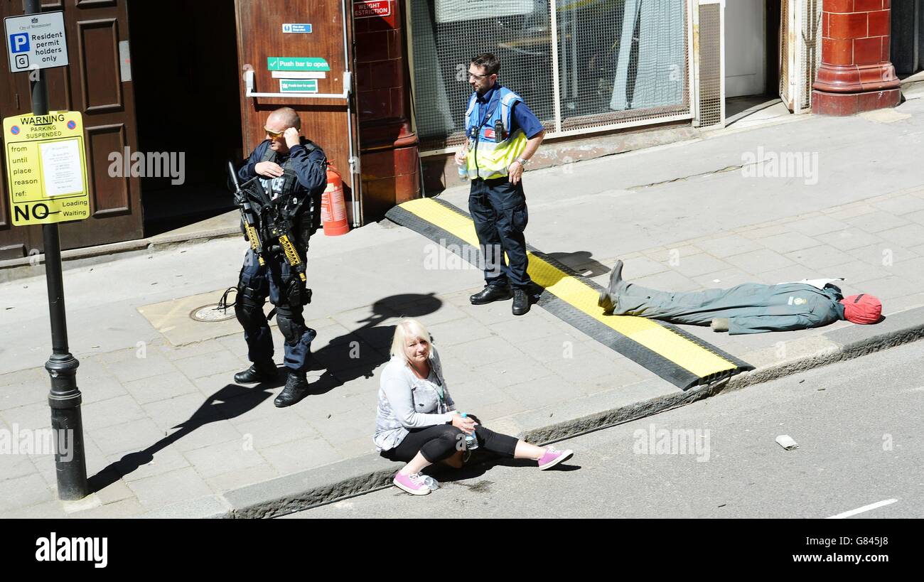 London's emergency services take part in a major counter-terrorism exercise where they respond to a mock terrorist firearms attack at Aldwych Station in London. Stock Photo