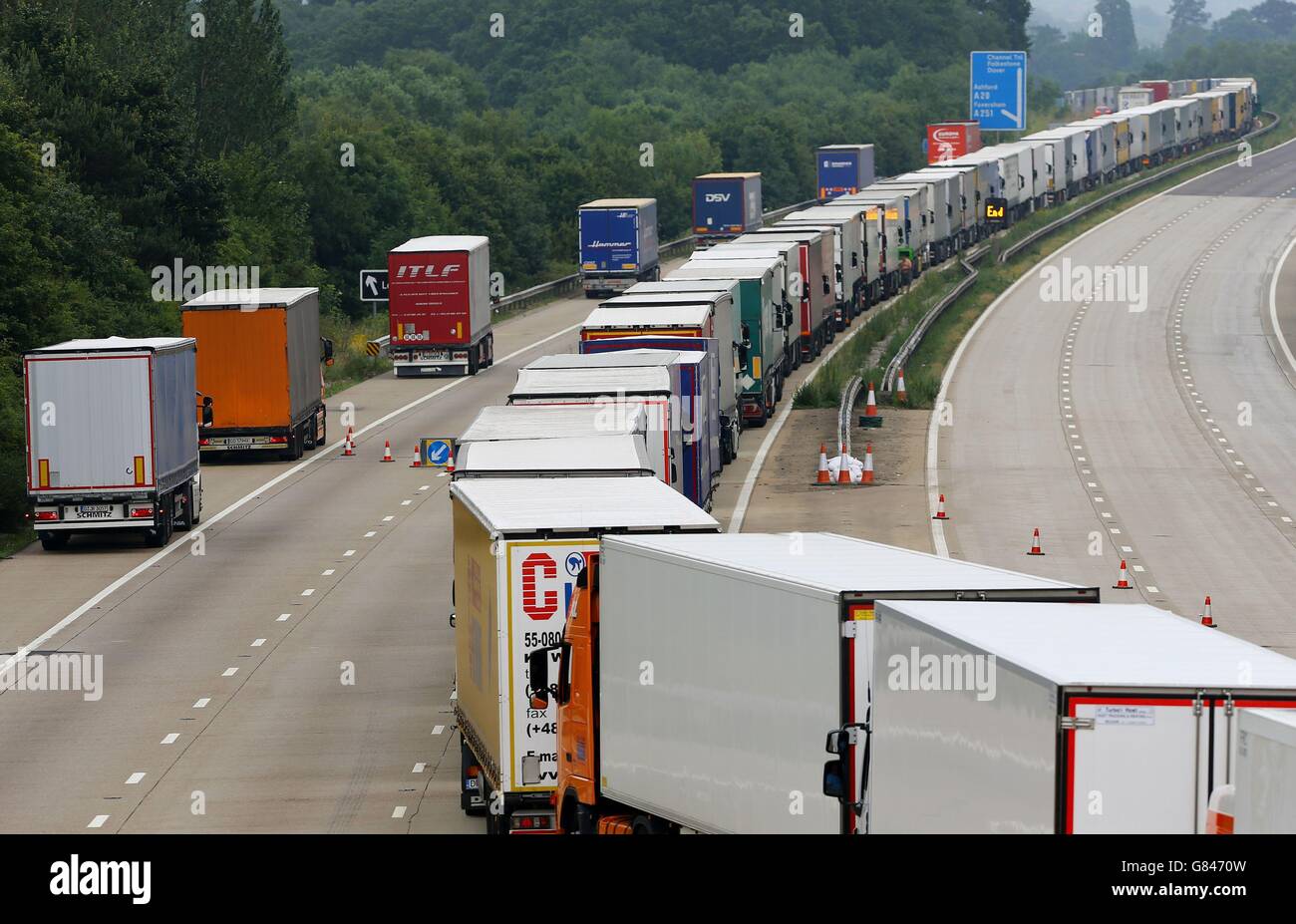 Lorries continue to be parked on the M20 in Ashford, Kent, as Operation ...