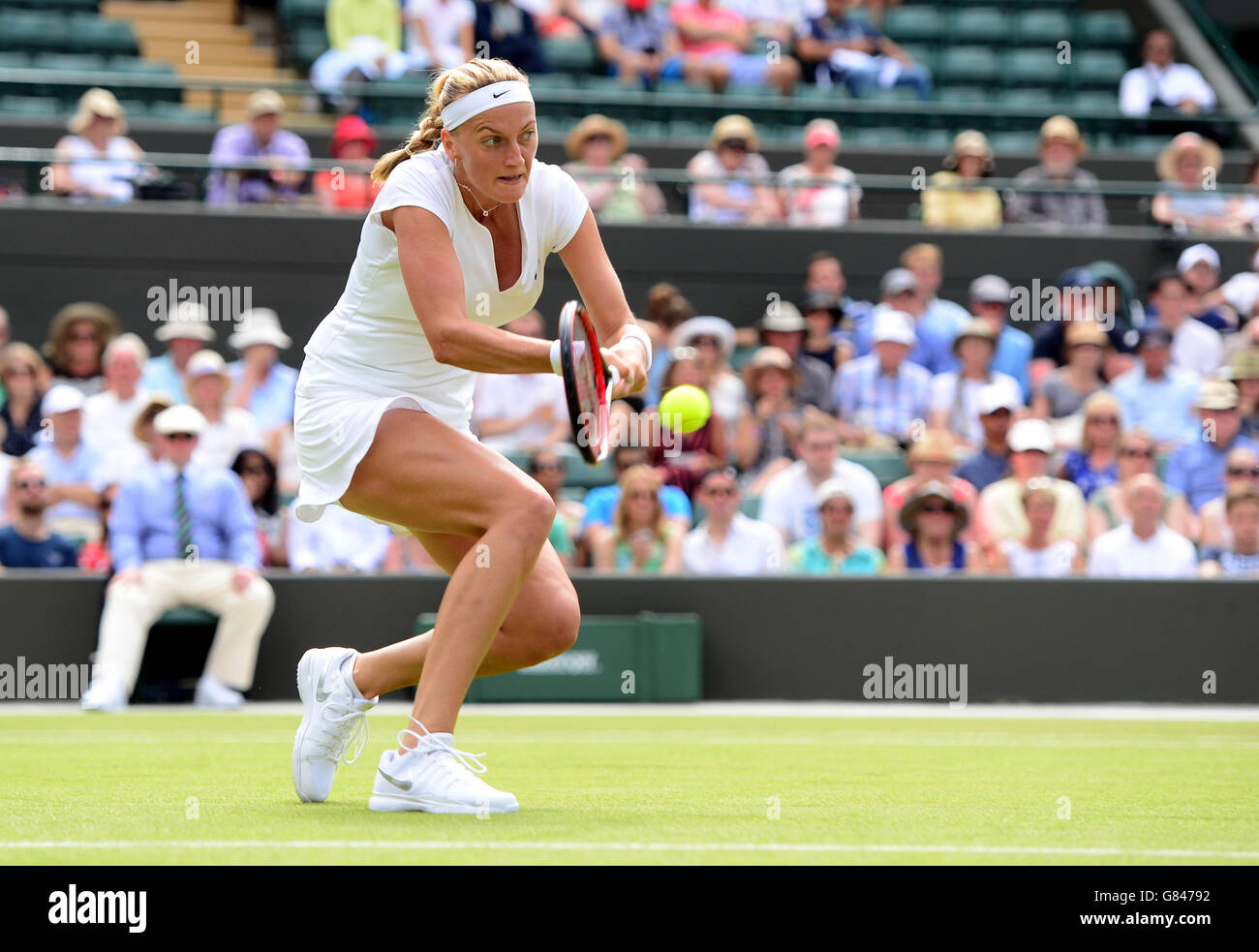 Petra Kvitova in action against Kurumi Nara on day Four of the