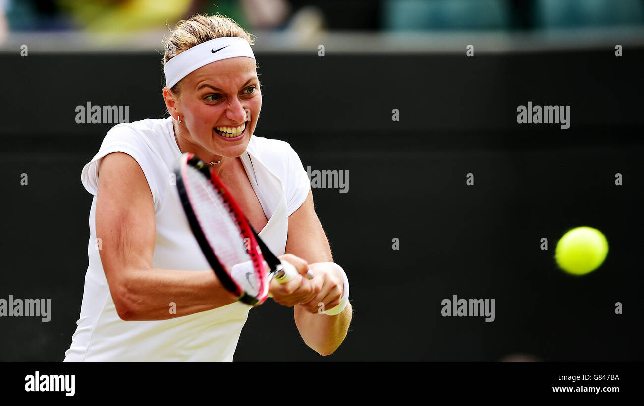 Petra Kvitova in action against Kurumi Nara during day Four of the
