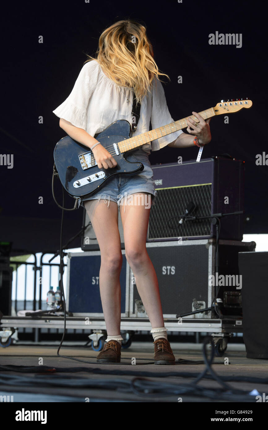 Ellie Rowsell of Wolf Alice performing at the Calling Festival, held on Clapham Common in south London. Stock Photo