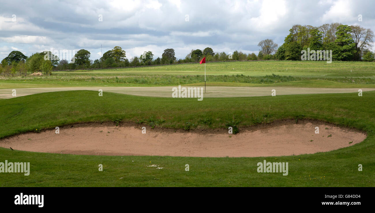Bunker at Matfen Hall Golf Course in Northumberland, England. Stock Photo