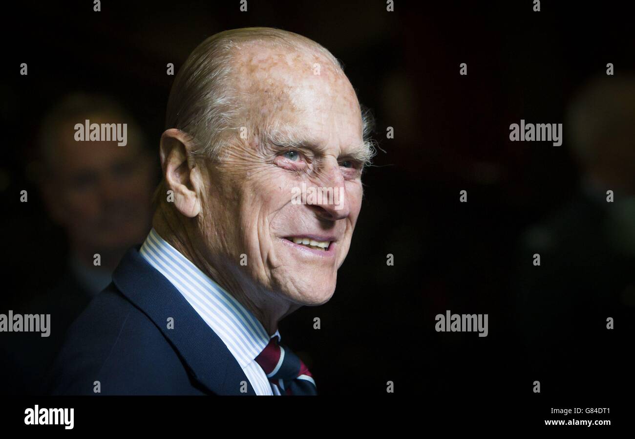 The Duke of Edinburgh during a visit to the headquarters of the Royal Auxiliary Air Force's (RAuxAF) 603 Squadron in Edinburgh. Stock Photo