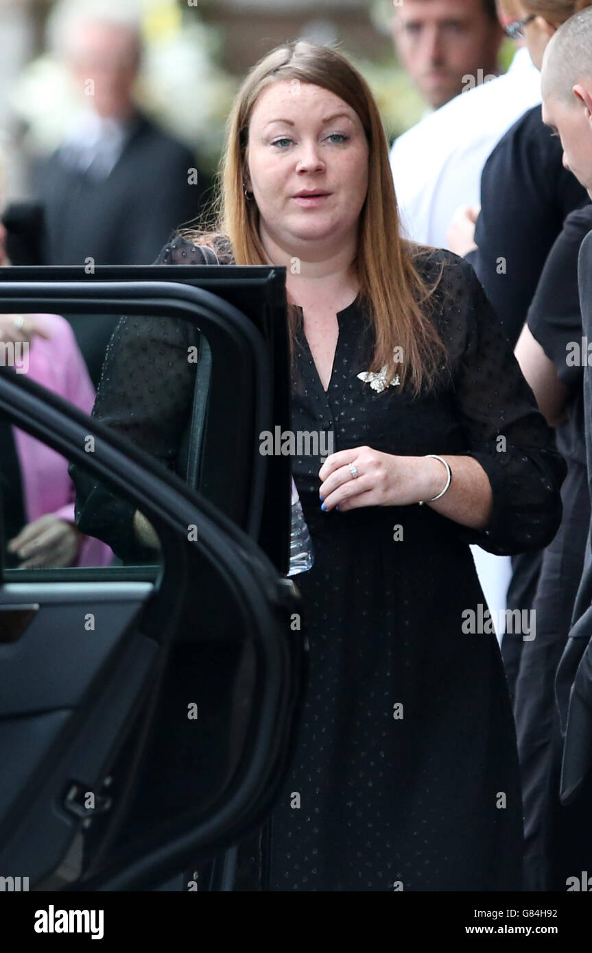 Holly Graham at the funeral of her parents Billy and Lisa Graham at Perth Crematorium, as the grieving daughter of the couple killed in the Tunisian beach terror attack has told mourners at their funeral they were the 'best parents in the world'. Stock Photo