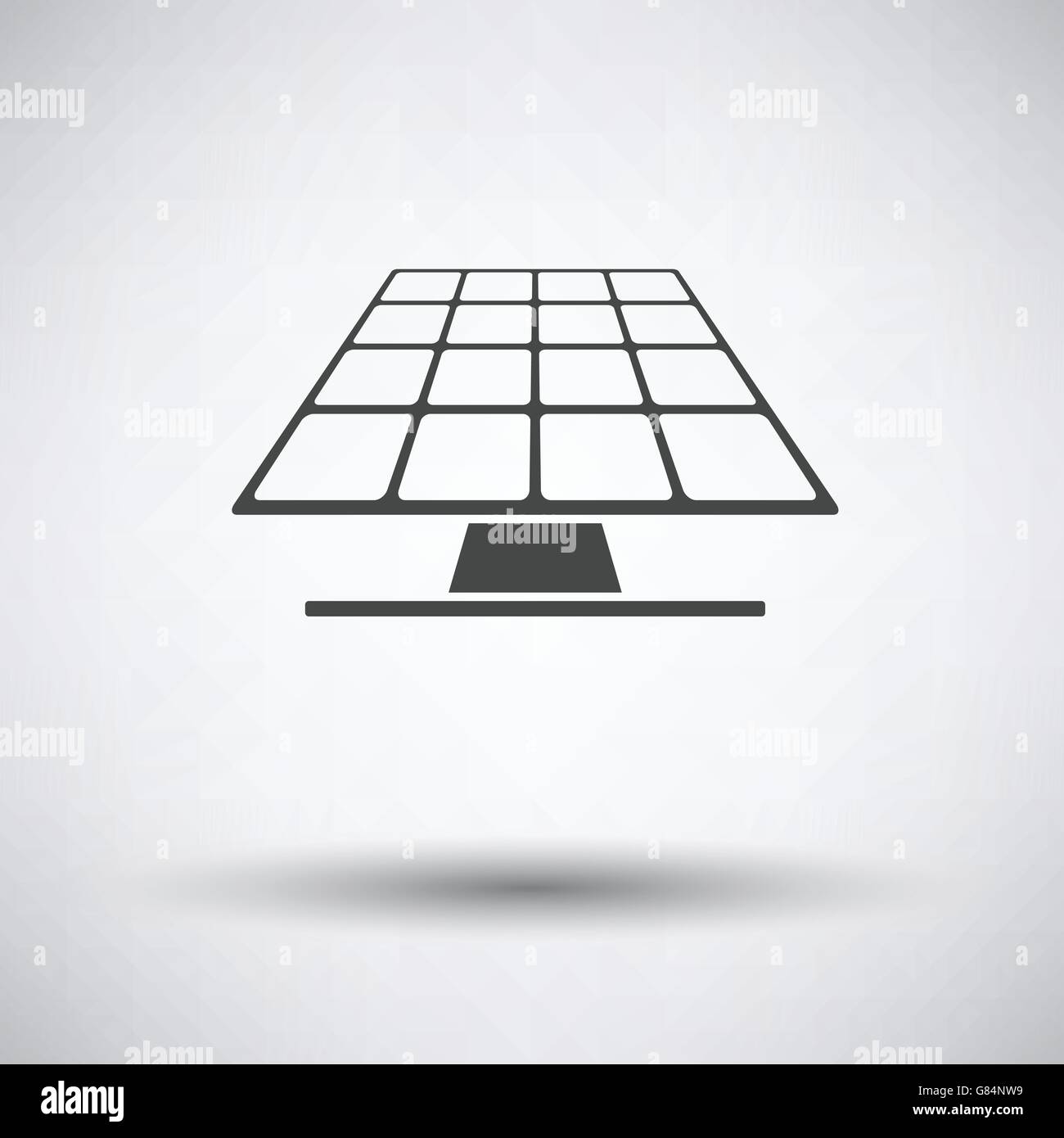 Solar energy panel icon on gray background, round shadow. Vector ...