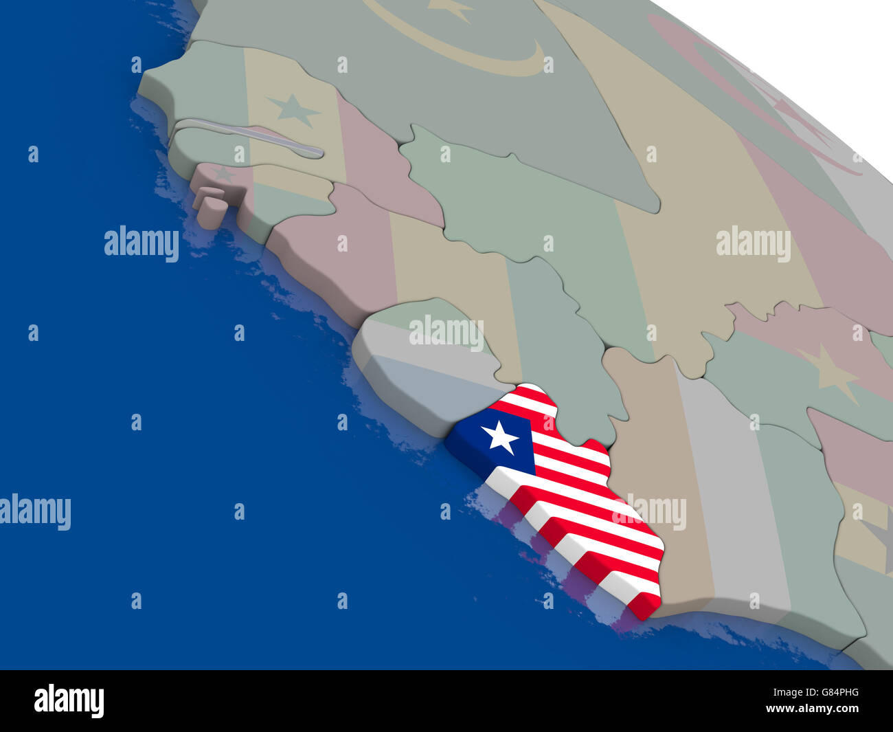Liberia map highlighted flag hi-res stock photography and images - Alamy