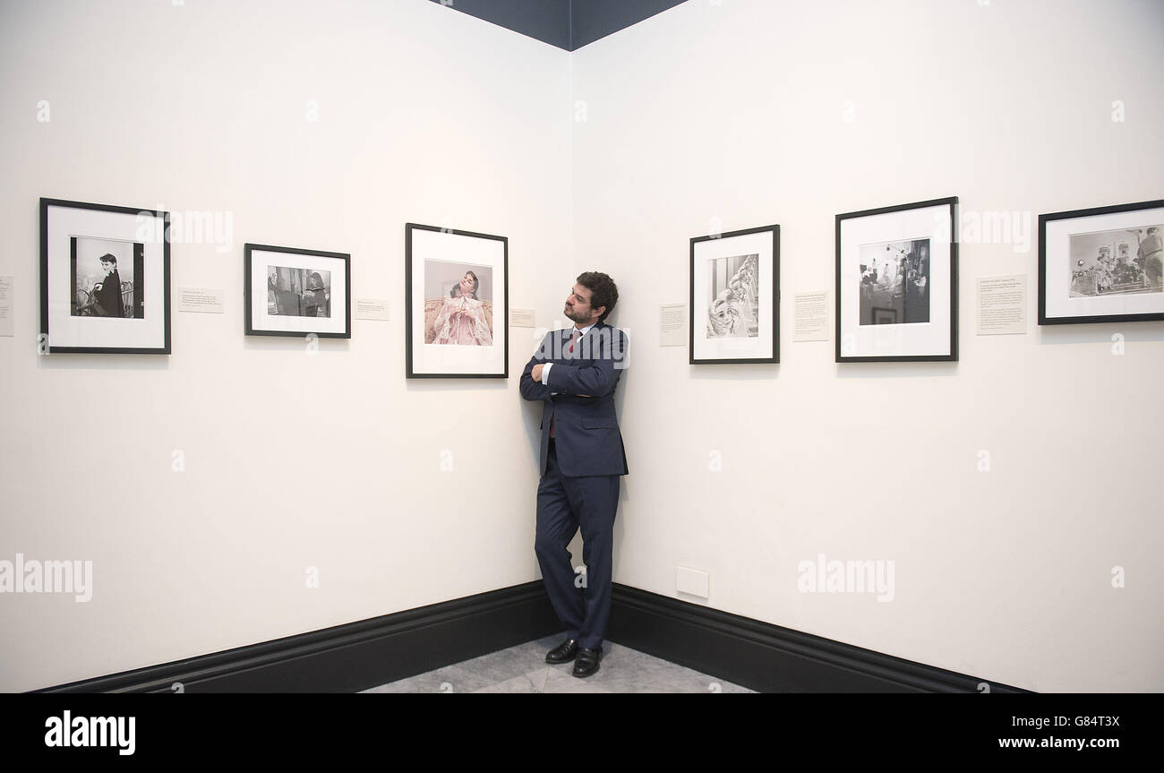 Audrey Hepburn's son Luca Dotti poses during the press preview of a major photography exhibition to celebrate the life and career of his mother at the National Portrait Gallery, London. Stock Photo