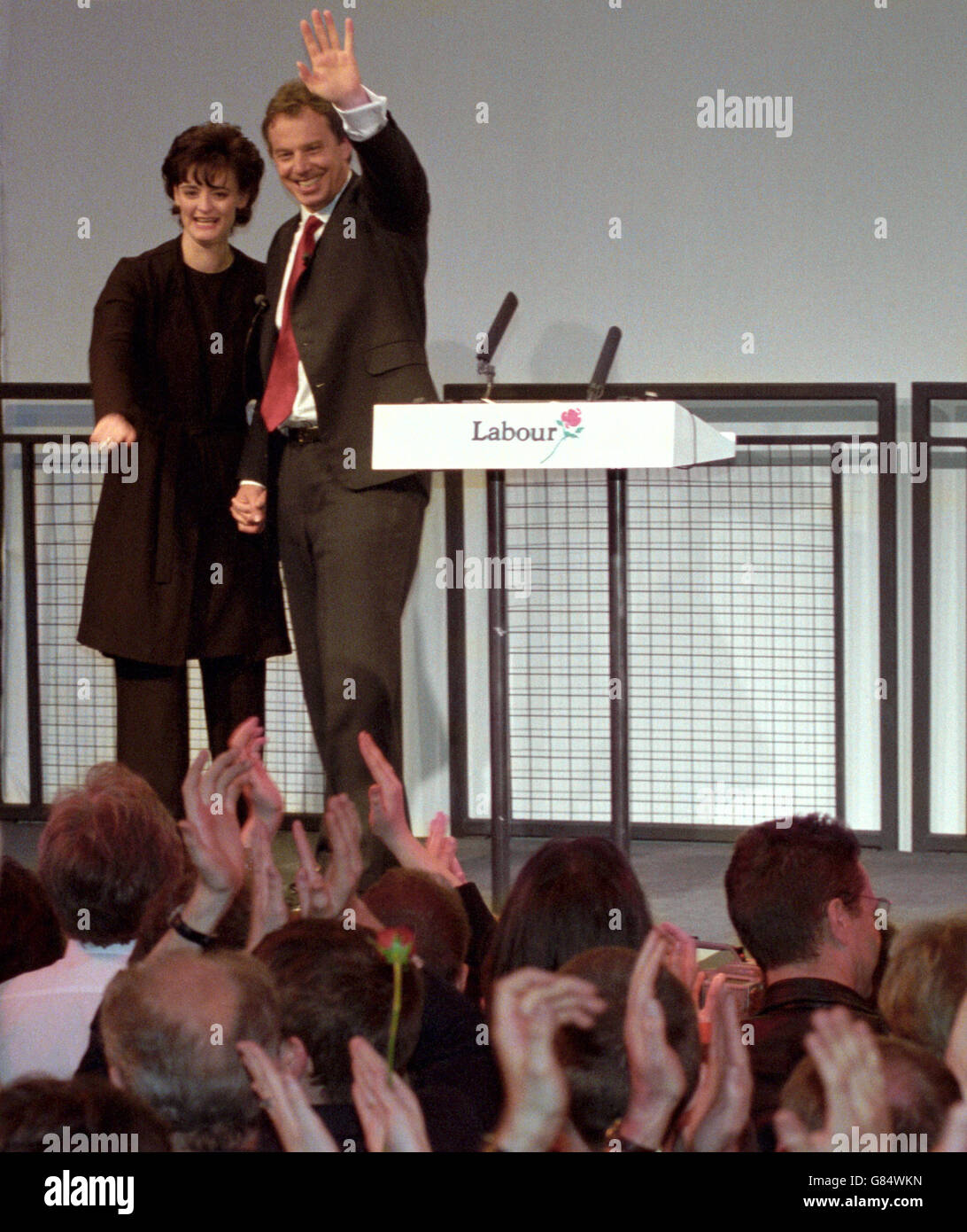 Britain's new Prime Minister, Tony Blair, with his wife Cherie after