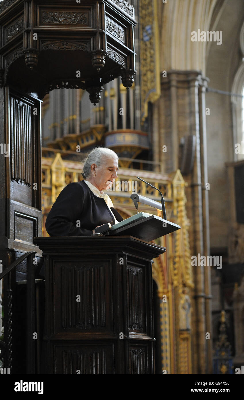 President of the Mothers of Srebrenica Association Munira Subasic speaks during a national memorial service held at Westminster Abbey, London, to mark the 20th anniversary of the Srebrenica genocide. Stock Photo