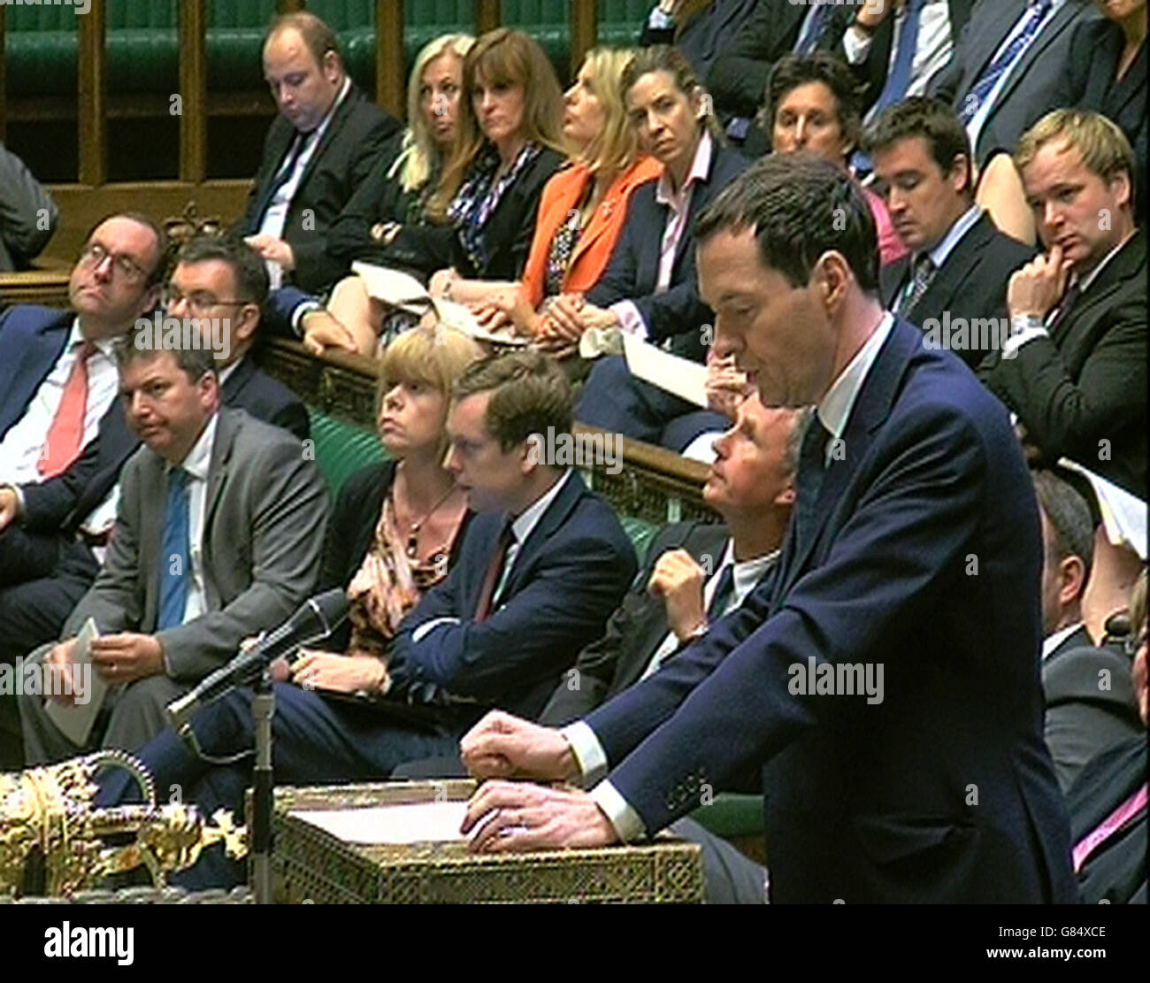 Chancellor of the Exchequer George Osborne makes a statement to MPs in the House of Commons, London following the Greek referendum vote to reject the austerity terms demanded by its international creditors. Stock Photo