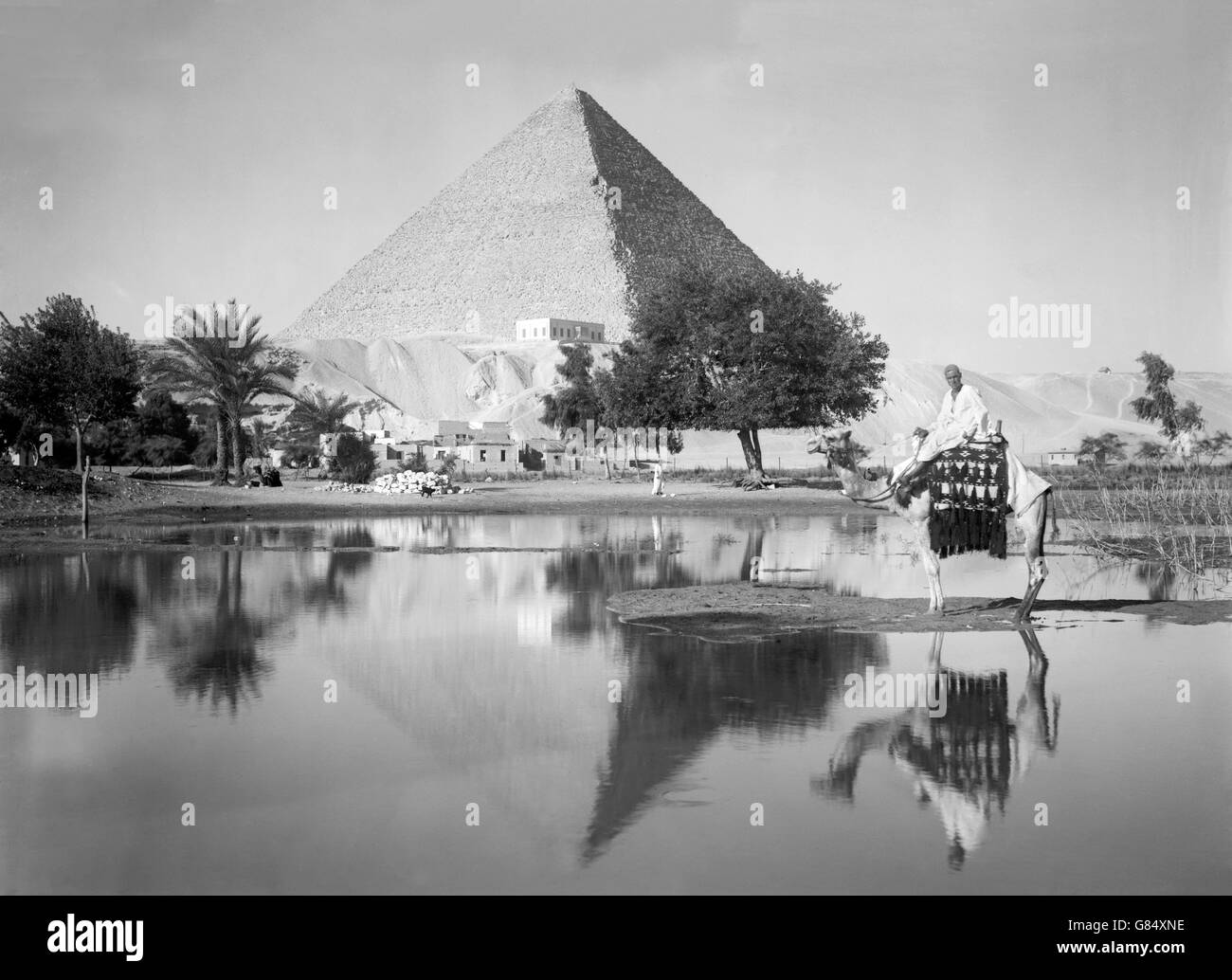 The Great Pyramid of Giza in the early 20th Century. Photo taken between 1934 and 1939 by American Colony Photo Department. Stock Photo