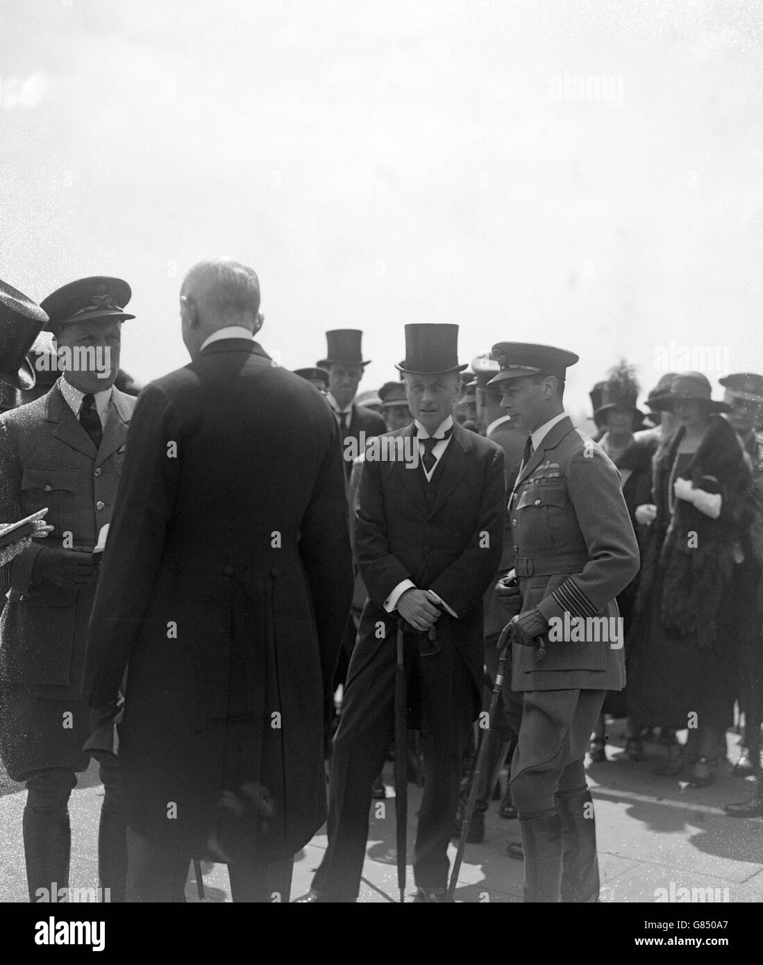 The Duke of York with Sir Samuek Hoare, the Air Minister. He was unveiling an RAF memorial on the Victoria Embankment. Stock Photo