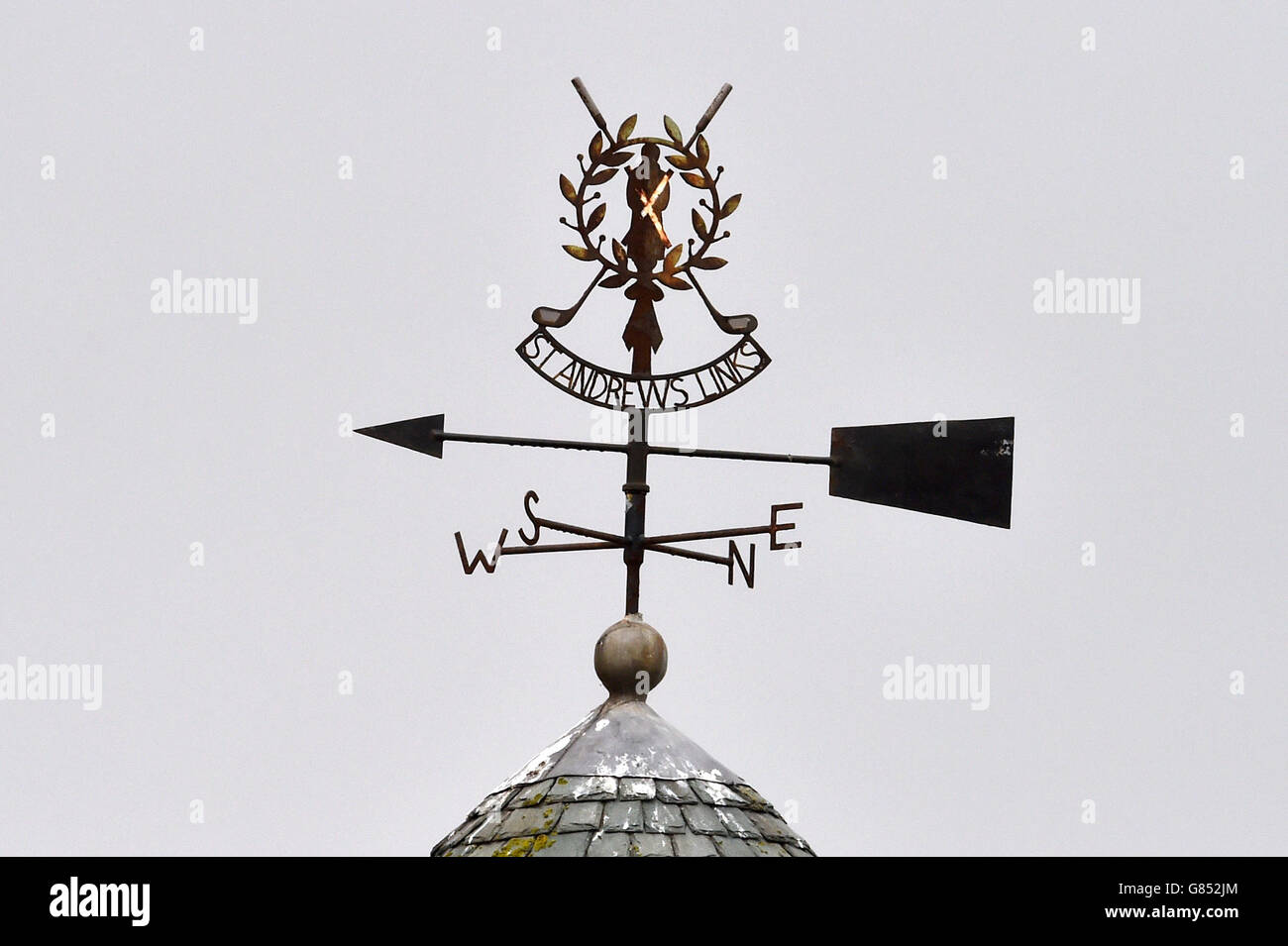 A specially designed St Andrews Golf Course weather vane is seen during