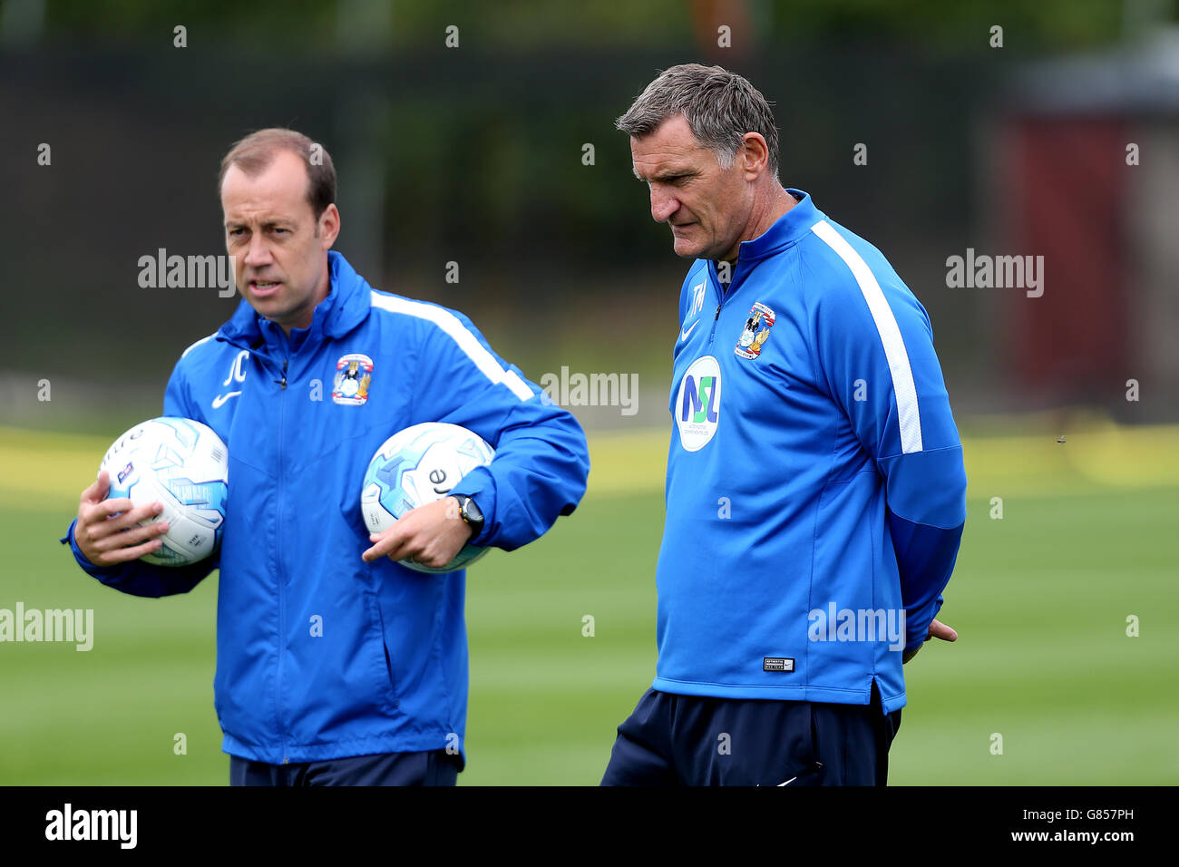 Coventry city manager tony mowbray left with jamie clapham hi-res stock photography and images