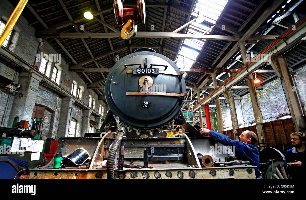 Flying Scotsman Restoration. 4.2m. Stock Photo