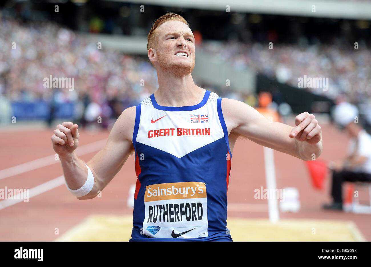 Great Britain's Greg Rutherford competes in the Mens Long jump, during ...