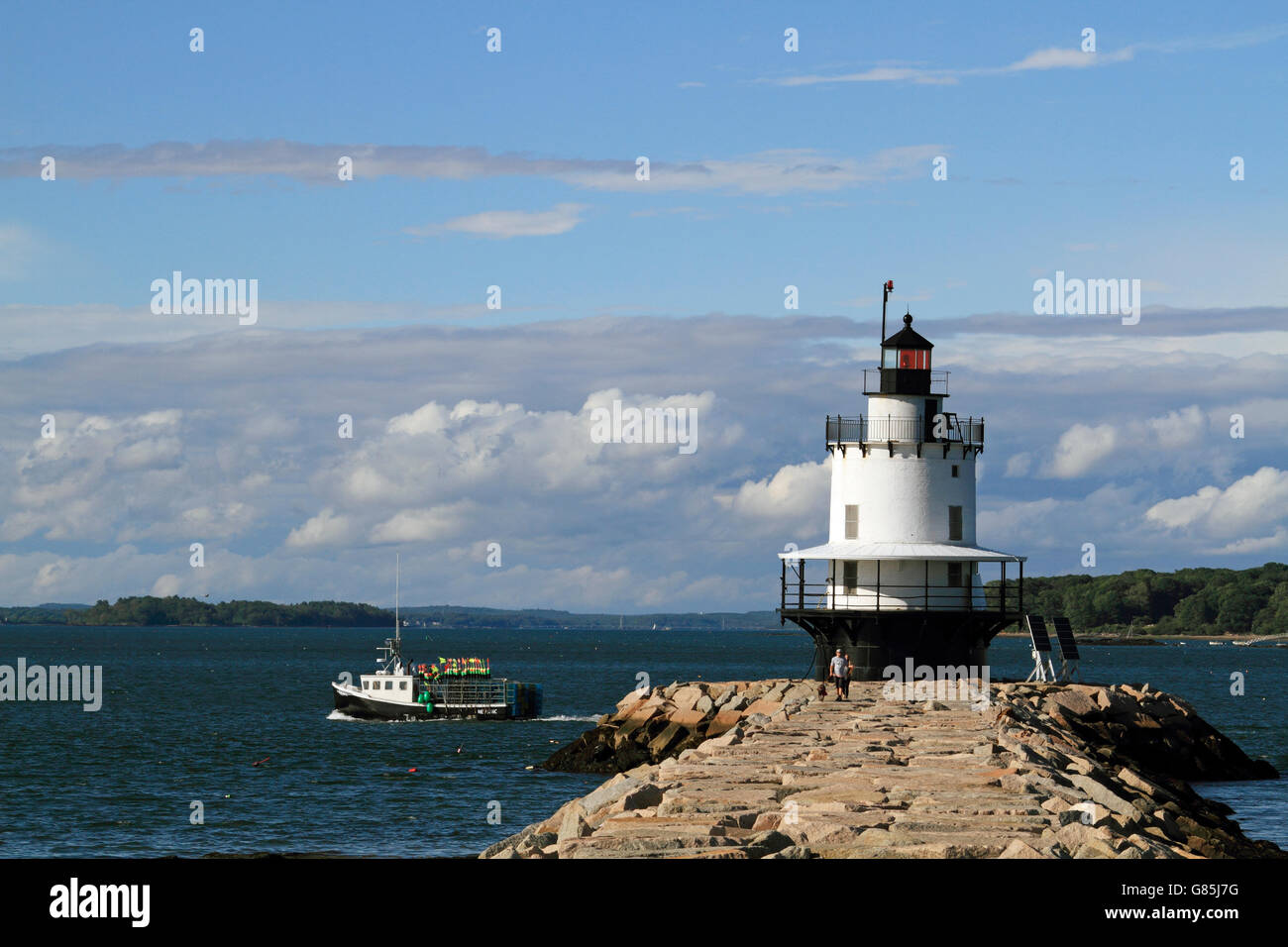 Spring Point Ledge Lighthouse, South Portland, Maine, USA Stock Photo