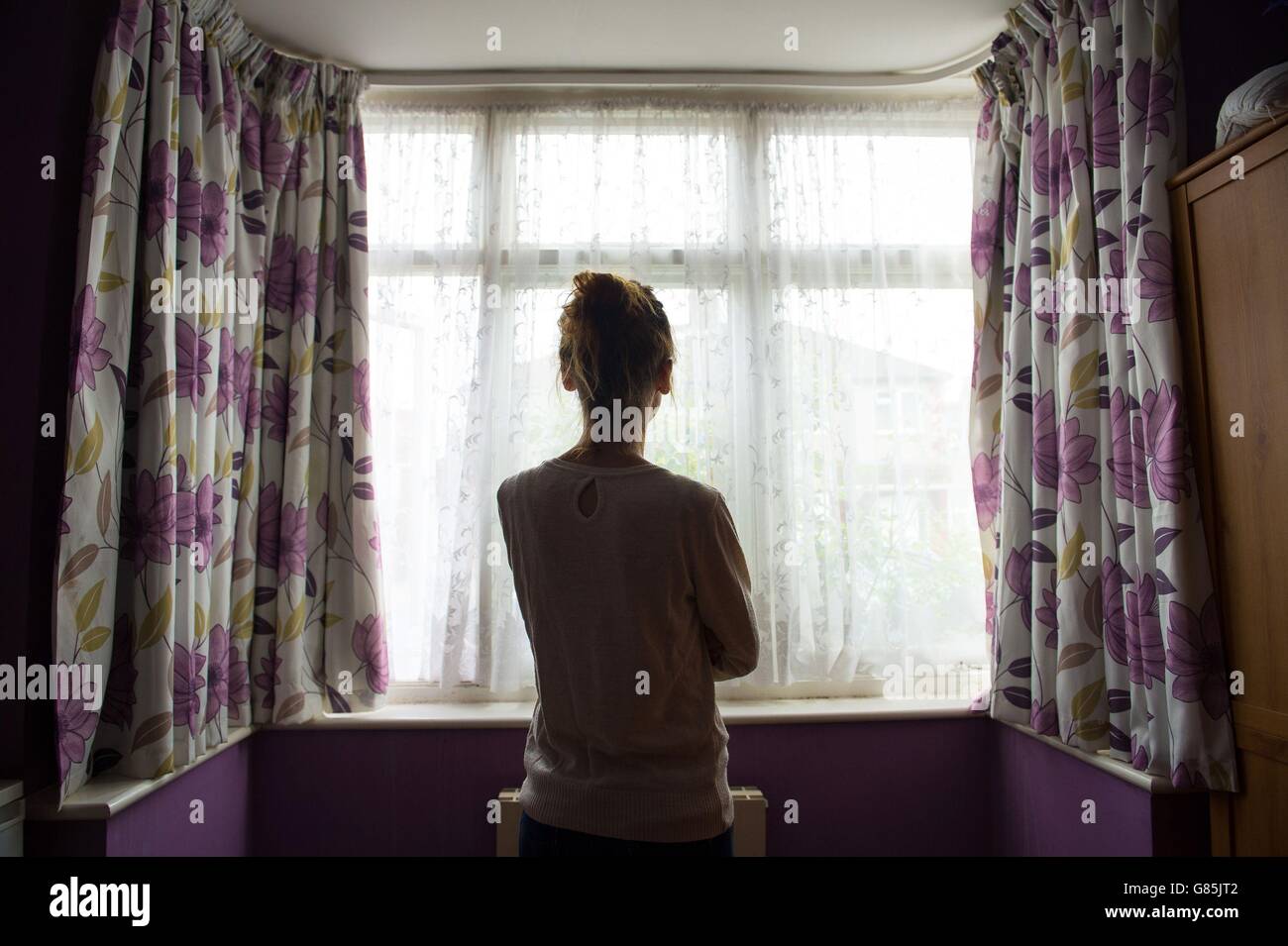 A woman referred to as Emma, 23, (not real name), a trafficking victim who was forced in to prostitution around Europe after being groomed in to believing she was going to be model has spoken of her relief at finding refuge in a UK safe house. Stock Photo