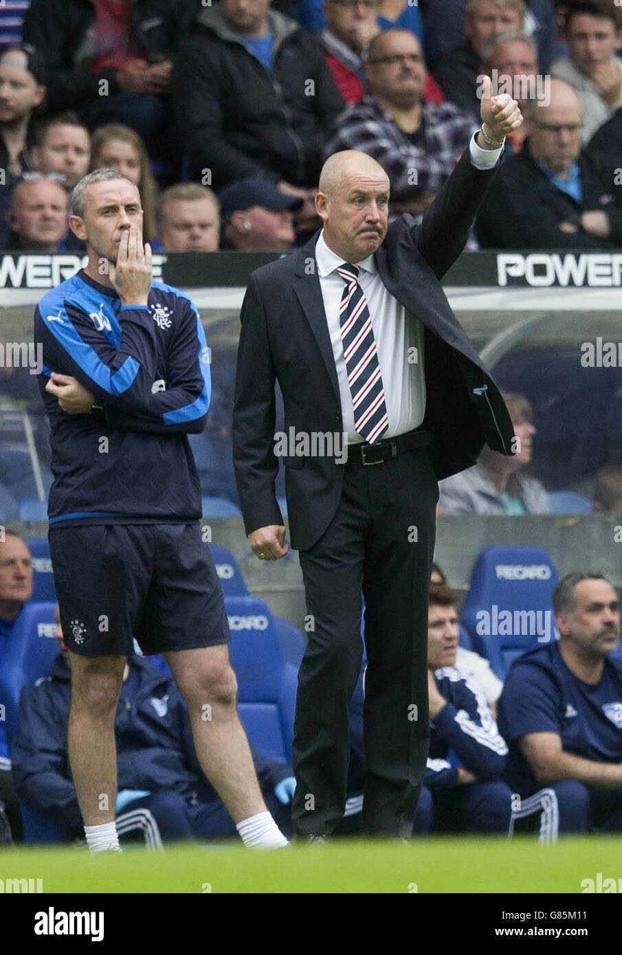 Rangers manager Mark Warburton during the Scottish Communities League Cup match at Ibrox Stadium, Glasgow. Stock Photo
