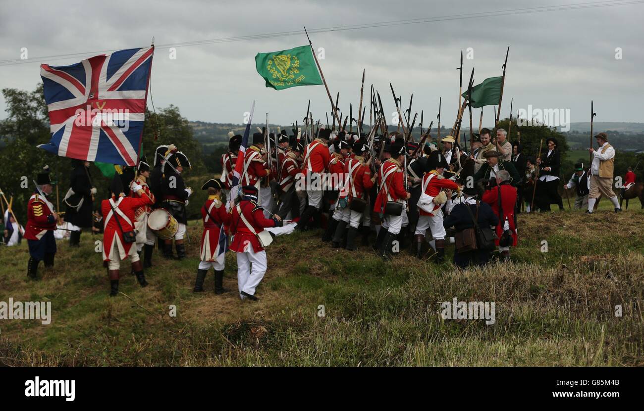 STANDALONE Photo. British and Irish forces clash during the annual Vinegar Hill Battle, the largest battle re-enactment in Ireland at Enniscorthy, Co Wexford. Stock Photo