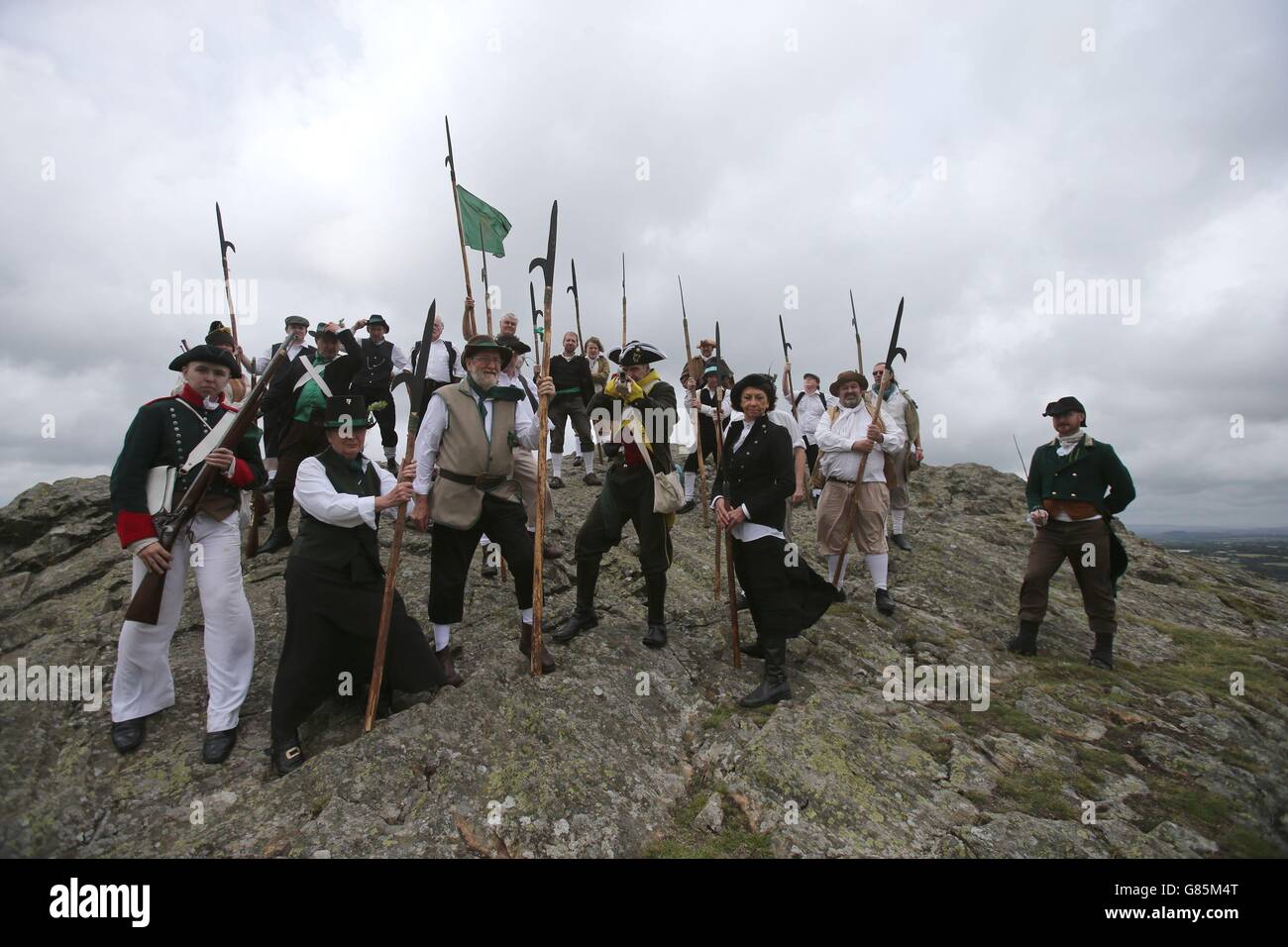 STANDALONE Photo. Re-enactors on Vinegar Hill before the annual Vinegar Hill Battle, the largest battle re-enactment in Ireland at Enniscorthy, Co Wexford. Stock Photo