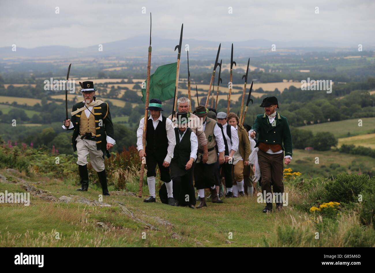 Photo. Irish Rebels arrive for the annual Vinegar Hill Battle, the largest battle re-enactment in Ireland at Enniscorthy, Co Wexford. Stock Photo