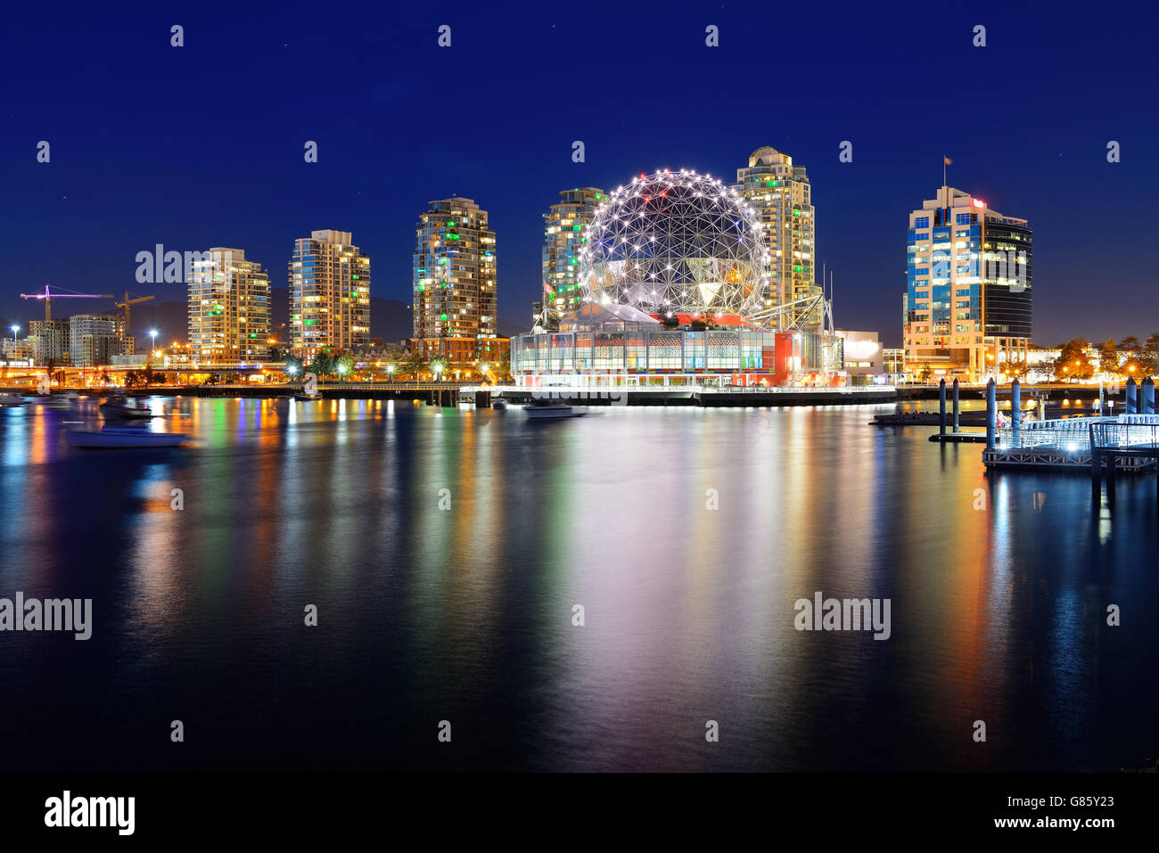 Vancouver city night view with buildings Stock Photo - Alamy