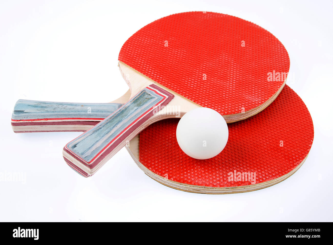 Table tennis bats and ball Stock Photo Alamy